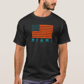 USA Flag Miami OrangeTeal-GreenBlue Miami FL Ameri Tシャツ (正面)