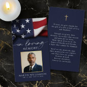 USA Flag Military Photo Cross Funeral Prayer Card