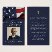 USA Flag Military Photo Cross Funeral Prayer Card (正面&裏面)
