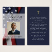 USA Flag Military Photo Cross Memorial Prayer Card (正面&裏面)