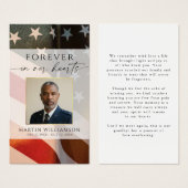 USA Flag Military Photo Forever Hearts Prayer Card (正面&裏面)