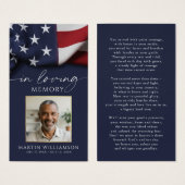 USA Flag Military Photo Funeral Prayer Card (正面&裏面)