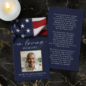 USA Flag Military Photo Funeral Prayer Card