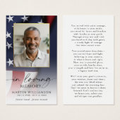 USA Flag Military Sympathy Photo Prayer Card (正面&裏面)