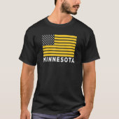 USA Flag Minnesota Purple & Yellow Minnesota Ameri Tシャツ (正面)