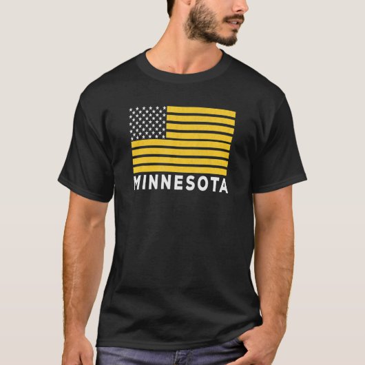 USA Flag Minnesota Purple & Yellow Minnesota Ameri Tシャツ (正面)