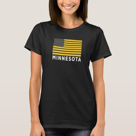 USA Flag Minnesota Purple & Yellow Minnesota Ameri Tシャツ (正面)