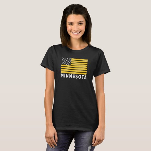 USA Flag Minnesota Purple & Yellow Minnesota Ameri Tシャツ (正面フル)