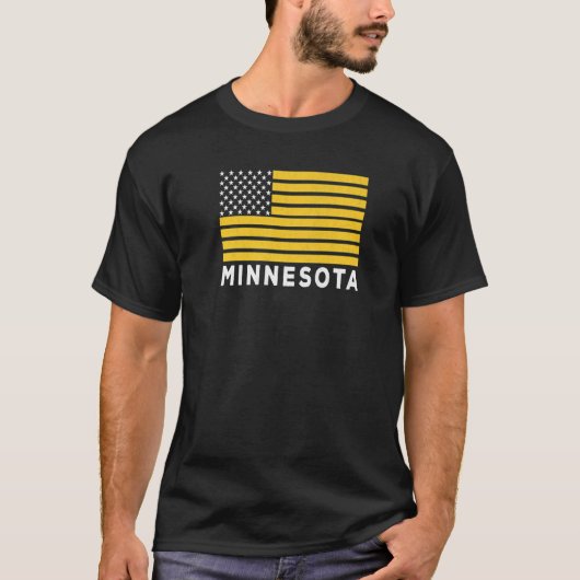 USA Flag Minnesota Purple & Yellow Minnesota Ameri Tシャツ (正面)
