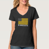 USA Flag Minnesota Purple & Yellow Minnesota Ameri Tシャツ (正面)