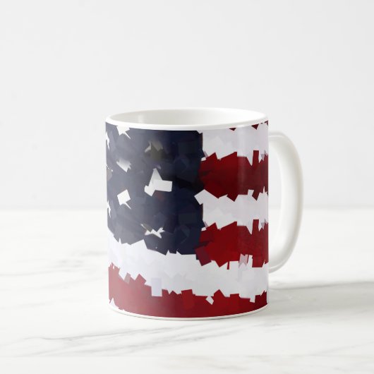 USA Flag Paper Mache-Look  コーヒーマグカップ (正面右)
