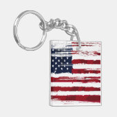 USA Flag Patriotic American Red White Blue キーホルダー (正面左)