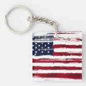 USA Flag Patriotic American Red White Blue キーホルダー (正面)