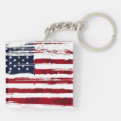 USA Flag Patriotic American Red White Blue キーホルダー (裏面)