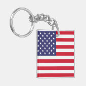 USA Flag Patriotic American Red White Blue キーホルダー (正面左)