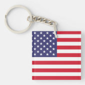 USA Flag Patriotic American Red White Blue キーホルダー (正面)