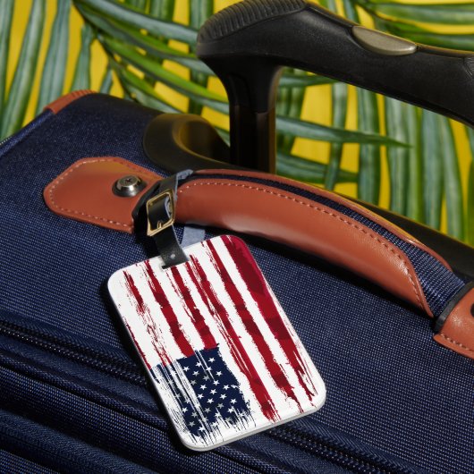 USA Flag Patriotic American Red White Blue ラゲッジタグ (正面インサイチュ1)