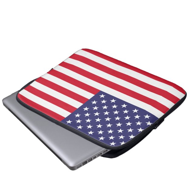 USA Flag Patriotic American Red White Blue ラップトップスリーブ (正面下部)