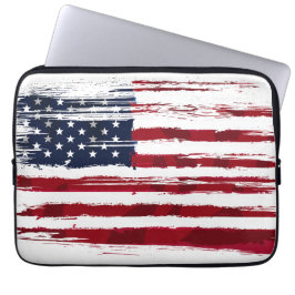 USA Flag Patriotic American Red White Blue ラップトップスリーブ
