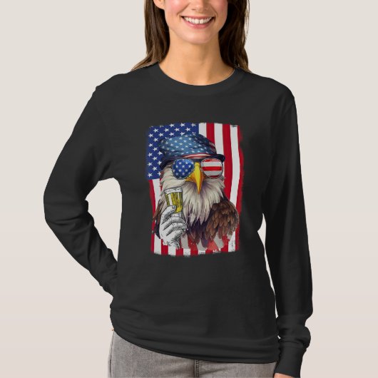 USA Flag Patriotic Eagle Sunglasses 4th Of July Be Tシャツ (正面)