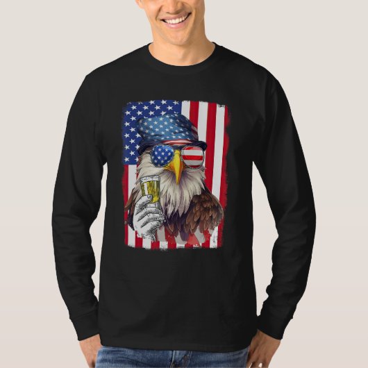 USA Flag Patriotic Eagle Sunglasses 4th Of July Be Tシャツ (正面)