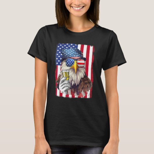 USA Flag Patriotic Eagle Sunglasses 4th Of July Be Tシャツ (正面)