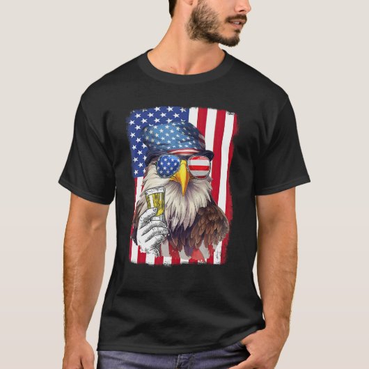 USA Flag Patriotic Eagle Sunglasses 4th Of July Be Tシャツ (正面)