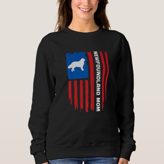 USA flag Patriotic Newfoundland Mom スウェットシャツ (正面)