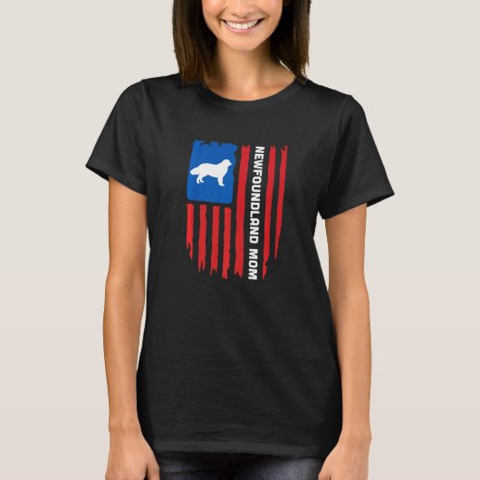 USA flag Patriotic Newfoundland Mom Tシャツ (正面)