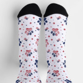USA Flag Paw Print and Stars Pattern Crew Socks ソックス (上部)