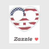 USA Flag Peace Heart シール (シート)