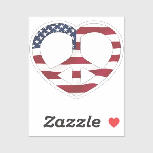 USA Flag Peace Heart シール (シート)