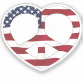 USA Flag Peace Heart シール (正面)
