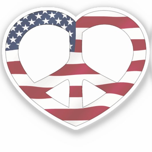 USA Flag Peace Heart シール (正面)