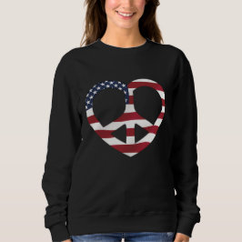 USA Flag Peace Heart スウェットシャツ