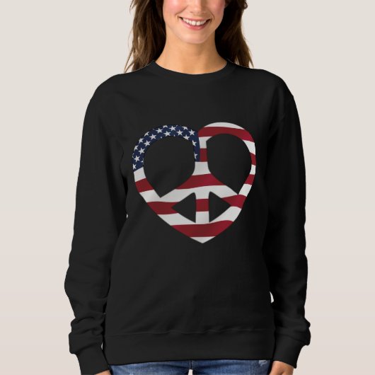 USA Flag Peace Heart スウェットシャツ (正面)
