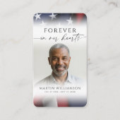 USA Flag Photo Cross Funeral Sympathy Prayer Card 名刺 (正面)