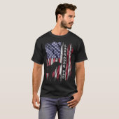 USA Flag Proud Labrador Retriever Lab Dad Silhouet Tシャツ (正面フル)