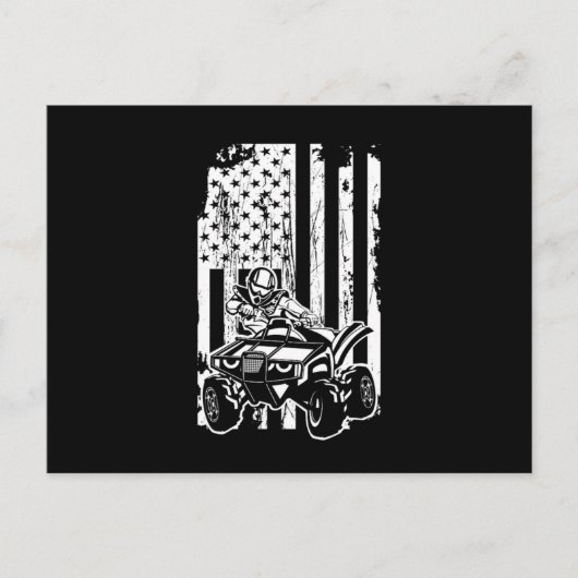 USA Flag Quad Racing ATV Rider Offroad Gift ポストカード (正面)