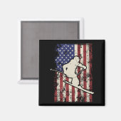 Usa Flag Ski Skiing &amp; Skiier Long Sleeve  マグネット (正面/裏面)