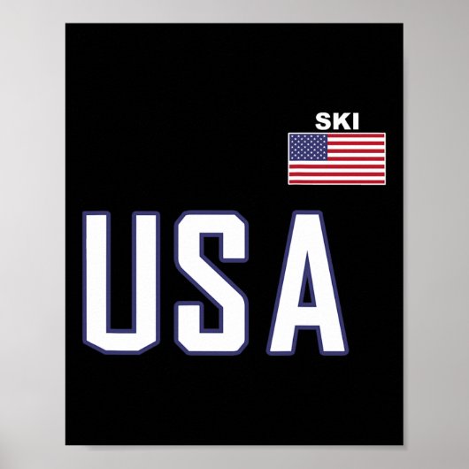 Usa Flag Skiing Team Cool Ski Equipment For Skier  ポスター (正面)