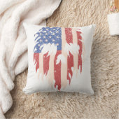 USA Flag Skull Beard | Distressed Patriotic Design クッション (ブランケット)
