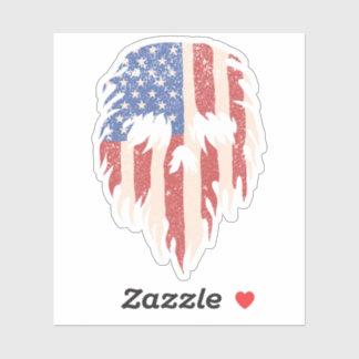 USA Flag Skull Beard | Distressed Patriotic Design シール