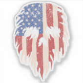 USA Flag Skull Beard | Distressed Patriotic Design シール (正面)