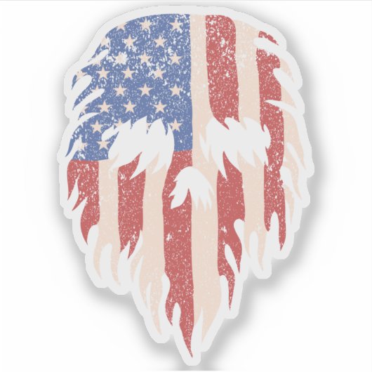 USA Flag Skull Beard | Distressed Patriotic Design シール (正面)