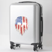 USA Flag Skull Beard | Distressed Patriotic Design シール (スーツケース)
