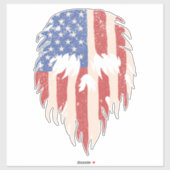 USA Flag Skull Beard | Distressed Patriotic Design シール (シート)