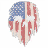 USA Flag Skull Beard | Distressed Patriotic Design シール (正面)