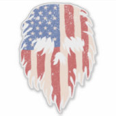 USA Flag Skull Beard | Distressed Patriotic Design シール (正面)