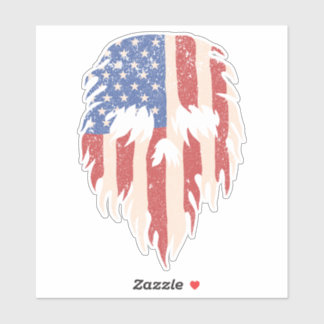 USA Flag Skull Beard | Distressed Patriotic Design シール